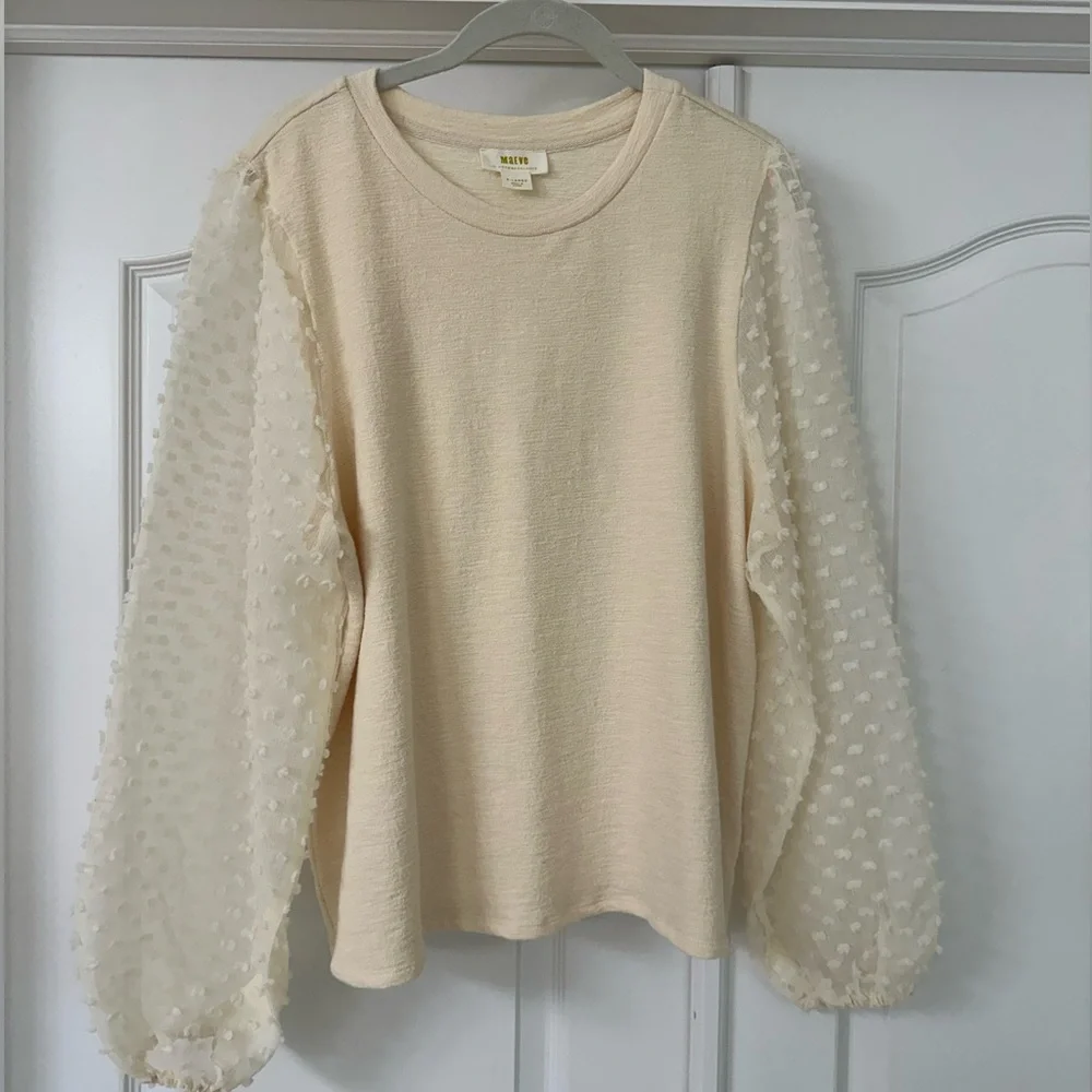 Maeve by Anthropologie Ivory Textured Sleeve Top - Picture 8 of 11